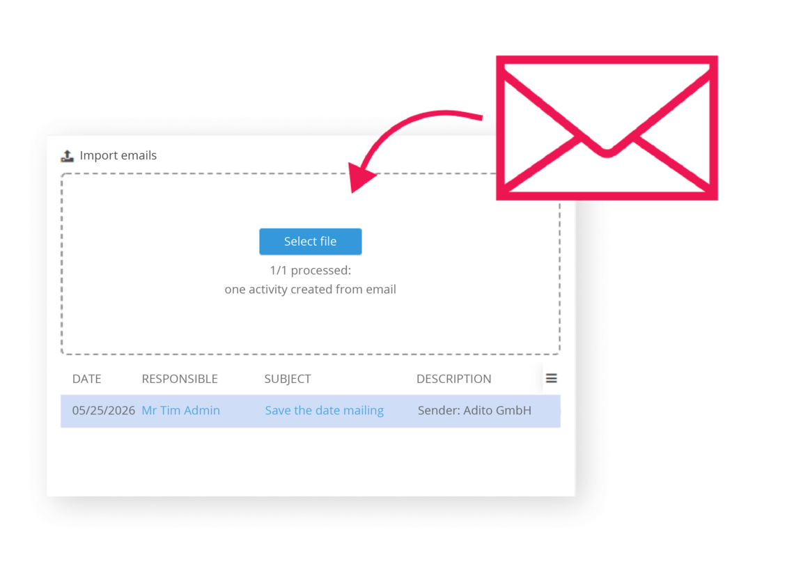 Simply import emails into the system