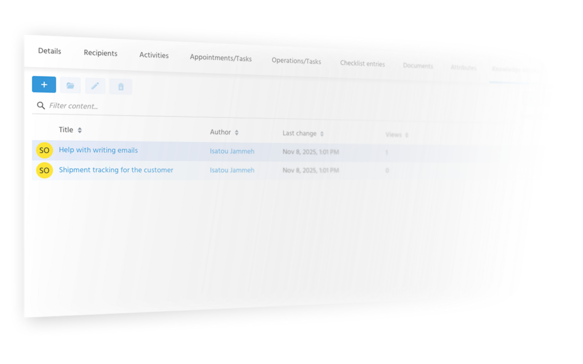 Service solution database