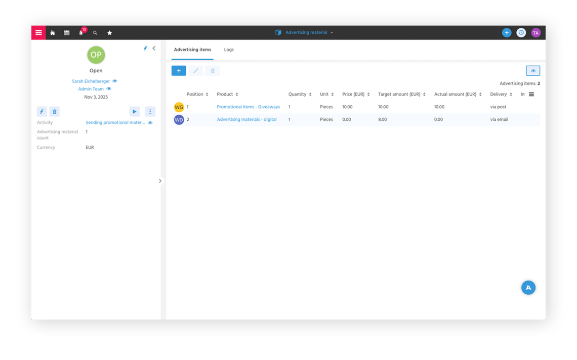 Organize marketing materials