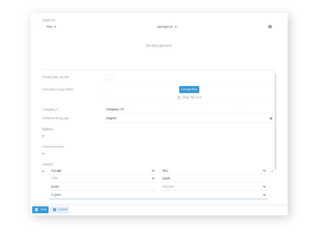 Capture contact data
